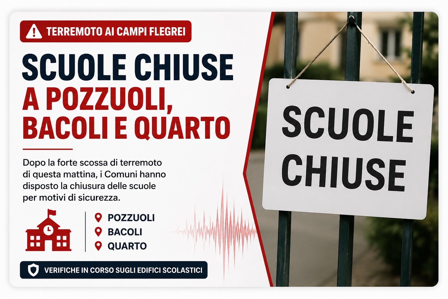 Terremoto scuole chiuse Pozzuoli